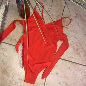 xhilaration bright sun orange one-piece swimsuit